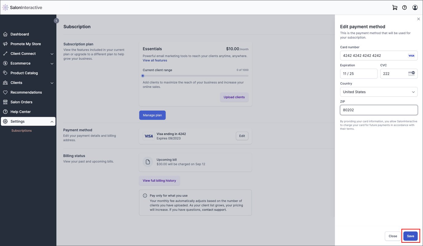 How do I update my payment information for my subscription?