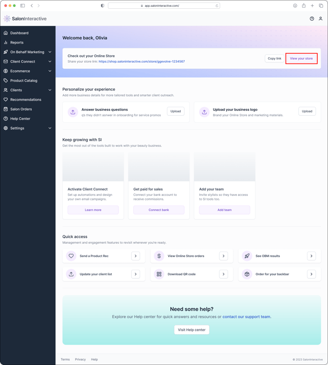How do I view my online store 1