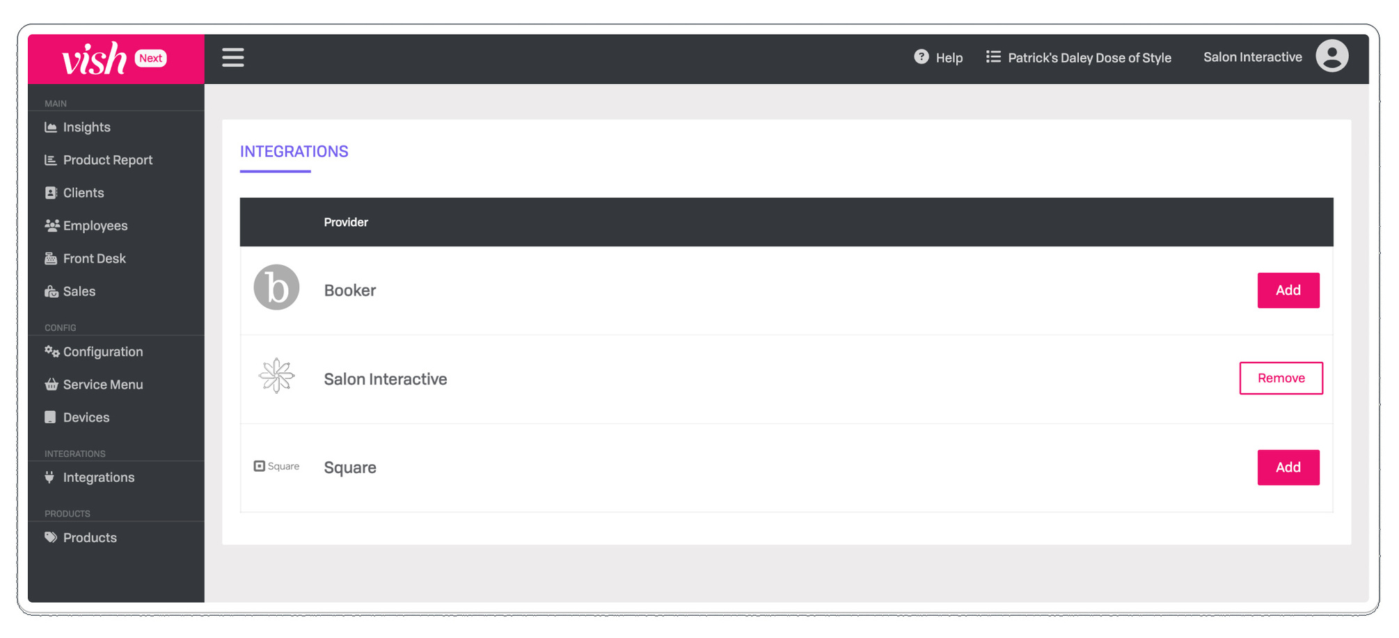 How do I connect my SalonInteractive account to Vish?